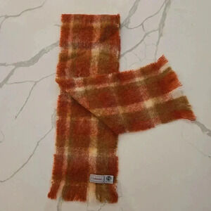 Vintage Cushendale Mohair Wool Plaid Made In Ireland Winter Scarf